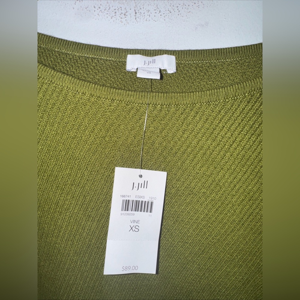 NWT J Jill XS Green Ribbed Cotton Blend Sweater - Picture 3 of 5
